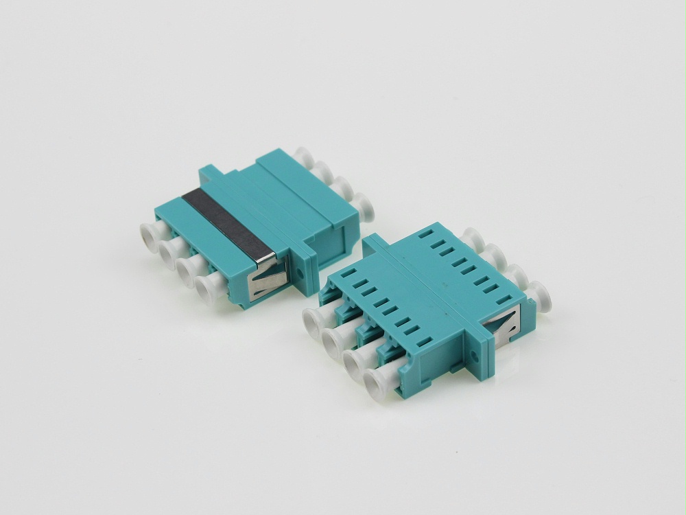 電信級 LC OM3 4聯 有耳光纖適配器，法蘭