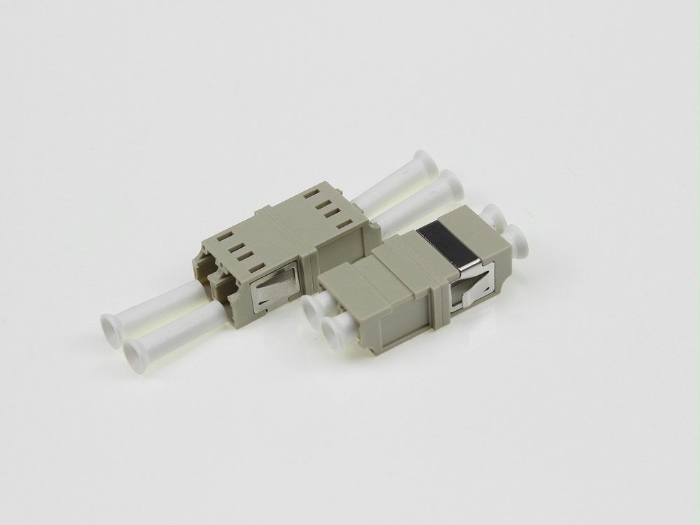 LC MM 雙工 米色 無耳光纖適配器，法蘭盤