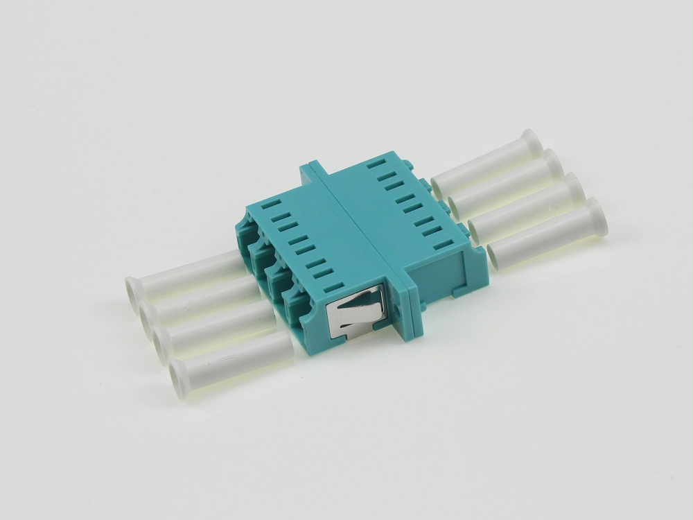 電信級 LC OM3 4聯 有耳光纖適配器，法蘭