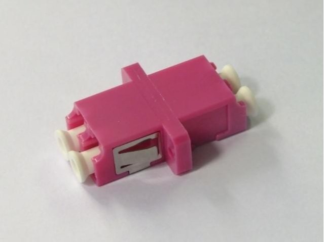 LC OM4 紫紅色 無天窗光纖適配器，耦合器